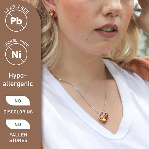 Leafael Gift Necklaces for Women, Infinity Love Birthstone Heart Crystal Pendant, Birthday Anniversary Jewelry for Wife, Mom, and Her, Silver Plated, 18" + 2" Adjustable Chain - color: 11a-November-Amber Brown