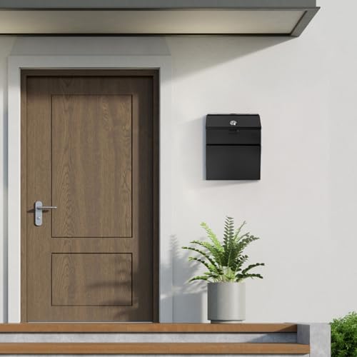 Suggestion Box with Slot and Lock, Wall Mounted Metal Voting Box, Donation Box, Cash Box with 4 Keys