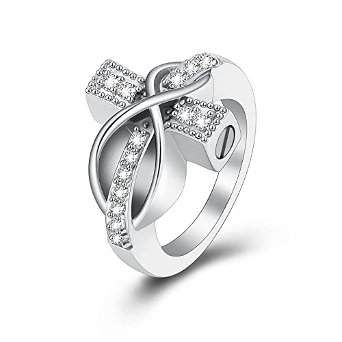 memorial jewelry Diamond Cross Ring Hold Loved Ones Ashes Cremation Urn Ring for Women Man Finger Ring - color: Size 10
