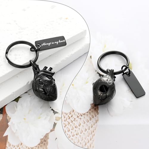 XSMZB Heart Cremation Jewelry Ashes Pendant for Human Pet Funeral Urn Necklace for Ashes Women Men Memorial Urn Jewelry - color: Black Keychain