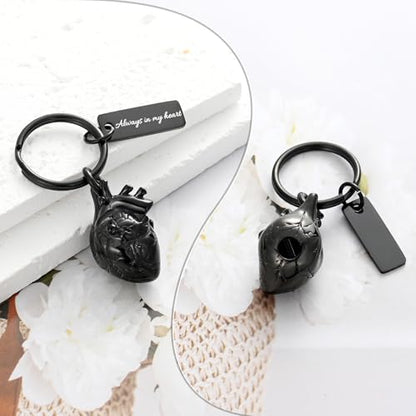 XSMZB Heart Cremation Jewelry Ashes Pendant for Human Pet Funeral Urn Necklace for Ashes Women Men Memorial Urn Jewelry - color: Black Keychain