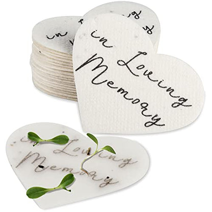Ezoon Plantable Wildflower Seed Paper Hearts In Loving Memory 50 Pack Funeral Favors