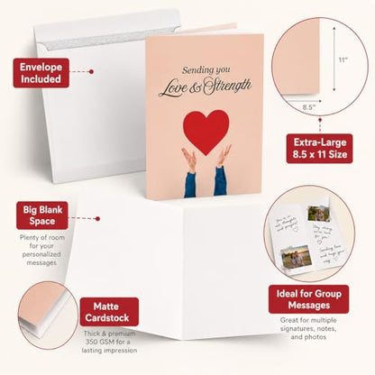 Andaz Press Jumbo Sympathy Card with Envelope, Sorry For Your Loss Card, Sending You Love & Strength, Loss Of Pets, Condolences Card with Big Blank Space to Send to Friends, Family, 8.5" x 11", 1-Pack - color: Sending You Love & Strength