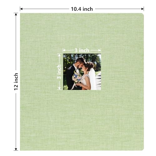 Vienrose Self Adhesive Photo Album 3 Ring Binder 80 Pages Light Green | Linen Cover, Scrapbook Album, Sticky Pages, 2x3 4x6 5x7 8x10 Photos - color: Light Green, size: 40 Sheets/80 Pages