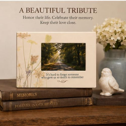 Memorial Picture Frame for Loss of Loved One – "It's Hard to Forget Someone Who Gave Us So Much to Remember" – Bereavement Gift, Sympathy Picture Frame, In Loving Memory Keepsake, Holds 4x6 Inch Photo - size: Not custom