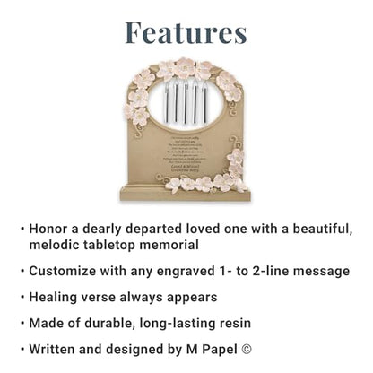 Let's Make Memories Personalized Tabletop Memorial Chime - Condolences - Sympathy - Made of Resin - with Flower Accents - You're Still Here - style: You're Still Here
