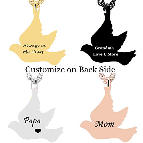 shajwo Cremation Jewelry for Ashes Stainless Steel Peace Dove Urn Keepsake Memorial Ash Holder Cremation Urn Pendant Necklace - color: Customize