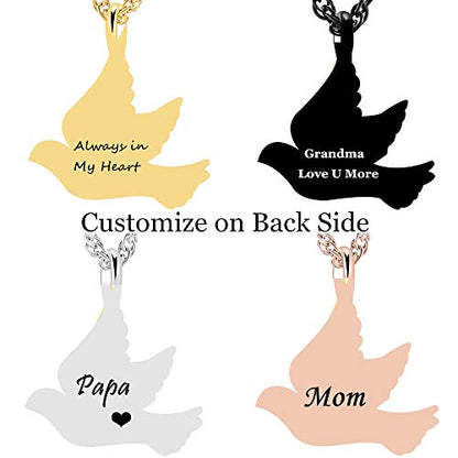 shajwo Cremation Jewelry for Ashes Stainless Steel Peace Dove Urn Keepsake Memorial Ash Holder Cremation Urn Pendant Necklace - color: Customize