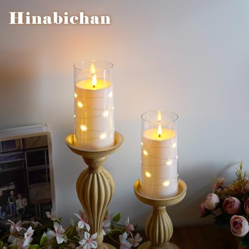 Flickering Flameless Candles with Remote Timer, 6pcs LED Battery Operated Candles with Embedded String Lights White, D3 H6 - color: White