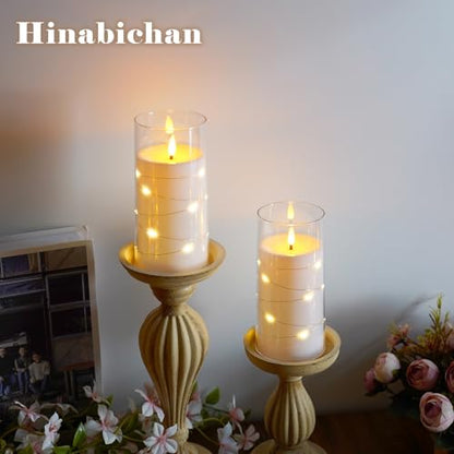 Flickering Flameless Candles with Remote Timer, 6pcs LED Battery Operated Candles with Embedded String Lights White, D3 H6 - color: White