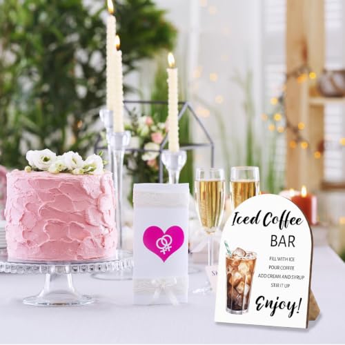Iced Coffee Bar Wooden Table Sign, Iced Coffee Bar Sign for Baby Shower - color: Iced