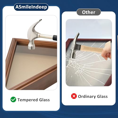 ASmileIndeep Flag Display Case - 5' x 9.5' Funeral & Military Flag Shadow Box with HD Tempered Glass and Wall Mount, Folded Triangle Flag Holder Frame for Veterans, Walnut - size: For 5' x 9.5' Flag-Walnut
