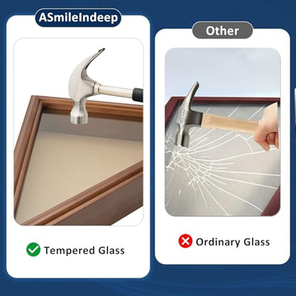 ASmileIndeep Flag Display Case - 5' x 9.5' Funeral & Military Flag Shadow Box with HD Tempered Glass and Wall Mount, Folded Triangle Flag Holder Frame for Veterans, Walnut - size: For 5' x 9.5' Flag-Walnut