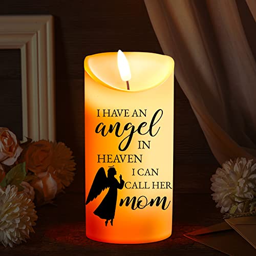 Gerrii Memorial Candle LED Flameless 3x6 Inch Loss of Mother,Angel | Loss of Mother Remembrance, Angel Heaven Message, Battery Operated Safe, Sympathy Gift for Home Memorial Display