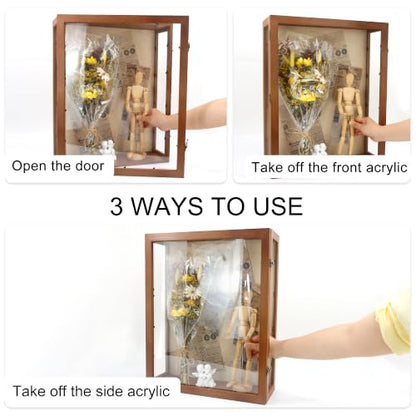 16x20x6 Extra Deep Shadow Box with Large 3 Removable Panels,Carbonized - color: Carbonized, size: 16x20x6
