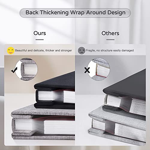 Popotop Large Photo Album Self Adhesive 4x6 5x7 8x10 Scrapbook Album DIY Picture Book,Gifts for Mom,Family Baby and Wedding,with Metal Pen and Plastic Board - color: Grey, size: 11.5"x10.6"60pages