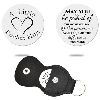 Sisadodo Pocket Hug Token Long Distance Relationship Keepsake Gifts for Women Birthday Christmas Gifts With Leather Keychain - color: May You Be Proud of the Work You Do