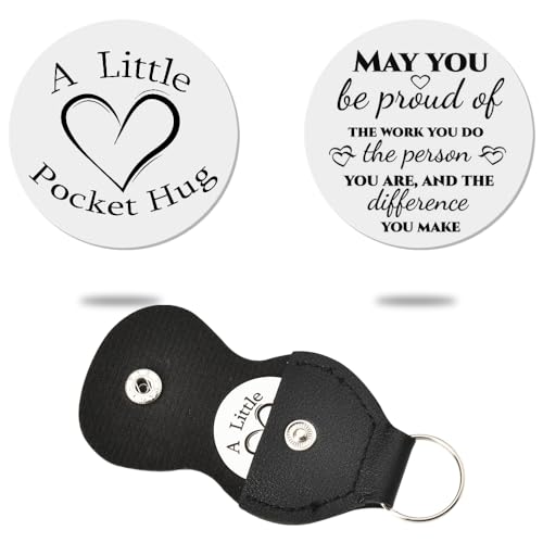Sisadodo Pocket Hug Token Long Distance Relationship Keepsake Gifts for Women Birthday Christmas Gifts With Leather Keychain - color: May You Be Proud of the Work You Do
