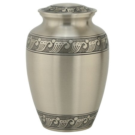Feather Band Pewter Cremation Urn - Extra Large, 12 Inches High - color: Feather Band - Pewter
