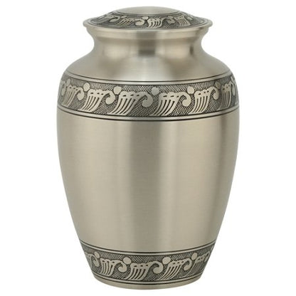 Feather Band Pewter Cremation Urn - Extra Large, 12 Inches High - color: Feather Band - Pewter