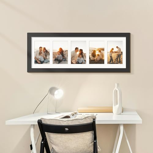 DUENPY 8x24 Collage Frame For 5 4x6 Photos Black - color: Black, size: 8x24（4x6 opening）