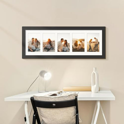 DUENPY 8x24 Collage Frame For 5 4x6 Photos Black - color: Black, size: 8x24（4x6 opening）