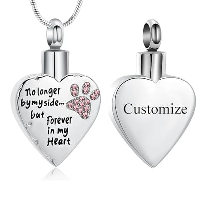 memorial jewelry Your Wings were Ready, But My Heart was Not Stainless Steel Carved Locket Cremation Urn Necklace for Pet Dog Cats - color: Customize