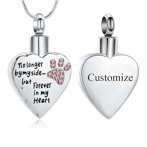 memorial jewelry Your Wings were Ready, But My Heart was Not Stainless Steel Carved Locket Cremation Urn Necklace for Pet Dog Cats - color: Customize