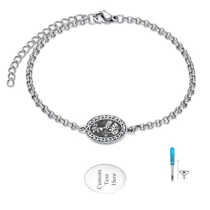Birth Flower Urn Bracelet for Ashes for Women 925 Sterling Silver Cremation Bracelet Memorial Keepsake Jewelry for Human Ashes - style: 07-July-Lotus-Custom