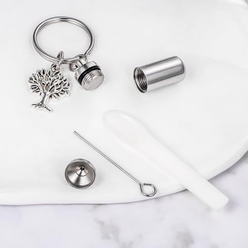 Gredstar Cremation Urn Keychain for Ashes, Cylinder Memorial Keepsake - color: Tree of Life