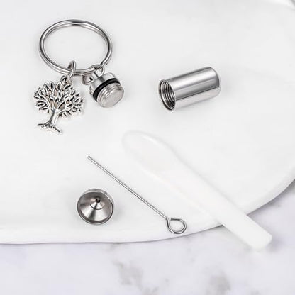 Gredstar Cremation Urn Keychain for Ashes, Cylinder Memorial Keepsake - color: Tree of Life