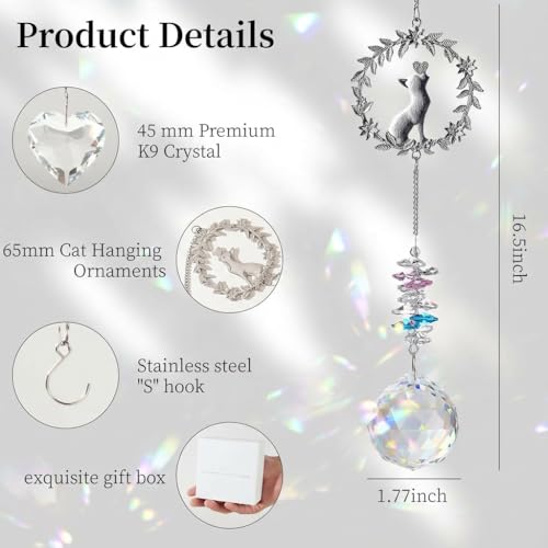 Hegelda Cat Memorial Gifts for Loss of Cat Crystal Suncatcher Ornaments | Pet Sympathy Gifts Stained Glass Decor, Remembrance Keepsake, In Loving Memory Passing Gift - style: Cat
