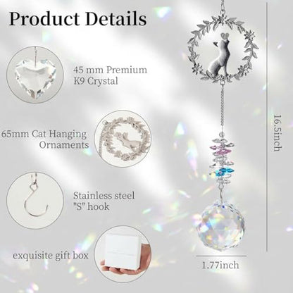 Hegelda Cat Memorial Gifts for Loss of Cat Crystal Suncatcher Ornaments | Pet Sympathy Gifts Stained Glass Decor, Remembrance Keepsake, In Loving Memory Passing Gift - style: Cat