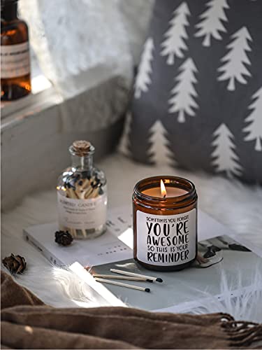 Inspirational Candle Gifts for Women Men,Thank You Gifts,7oz | Appreciation Encouragement Gift for Sister in Law Friend Nurse Wife Girlfriend,Sandalwood Rose Scented,Natural Soy Wax - color: Sometimes You Forget You're Awesome
