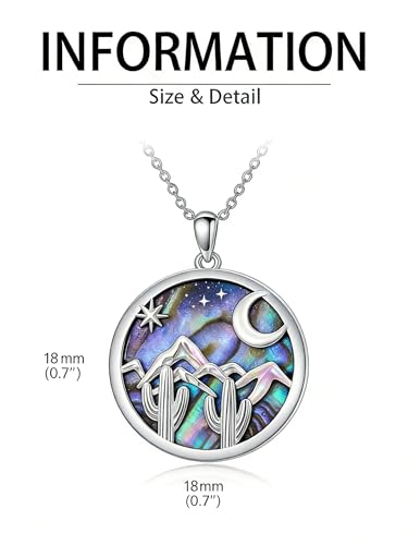 Urn Necklace for Women Sterling Silver Meaningful Memorial Jewelry | Paw Print/Butterfly/Dragonfly/Bird/Dolphin/Mountain/Tree of Life Urn Necklace for Ashes Cremation Keepsake Jewelry for Women - style: Abalone-Cactus