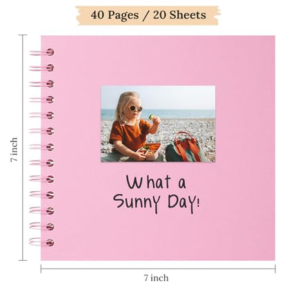 Scrapbook Photo Album 7"x7" 20 Sheets 40 Pages Hardcover Kraft Paper Khaki - color: Pink, size: 7"x7" 20 Sheets