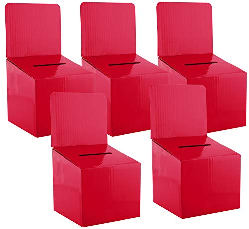 Raffle Ticket Donation Collection Ballot Box Reusable Sturdy thick Cardboard with Slot comment Suggestion Box With Removable Header 6H x 6W x 6D, Display area 6H x 6W(Pink 5 pack) - color: Pink