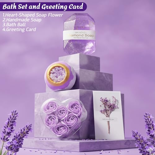 Get Well Soon Gift Baskets for Women,Self Care Gift Package Box, Birthday,Spa & Sympathy Care Package Gifts Set for Mom, Wife, Girlfriend, Sister & Friends - color: Purple