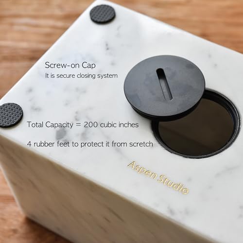 Aspen Studio AspenStudio Carrara Marble Real Urn Genuine Marble Urn for Human Adult Cremation Ashes Decorative urn