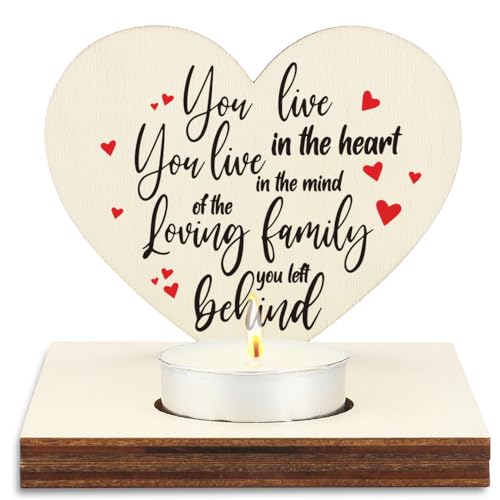 Heart Shaped Wooden Tealight Candle Holder, Cardinal Memorial & Sympathy Gift with Sentimental Quotes Rustic Wooden Remembrance Decor for deceased Relatives Candlestick Holders SLZ5 - color: Friend