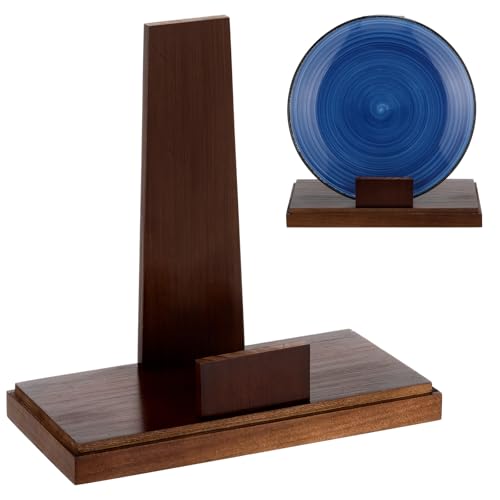 Weysat 6 Inch Wooden Stand for Display Plate Postcard Picture Book Display Stand with Square Block Base Picture Frame Easel for Home Office Decorative - size: 6 Inch