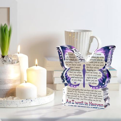 MY-ALVVAYS Sympathy Gifts for Loss of Loved One, Memorial Gifts for Loss of Mother Father Husband Wife, Grief Gift Bereavement Funeral Present, As I Wait in Heaven Keepsake Decorative Signs Plaques - style: Wait in Heaven