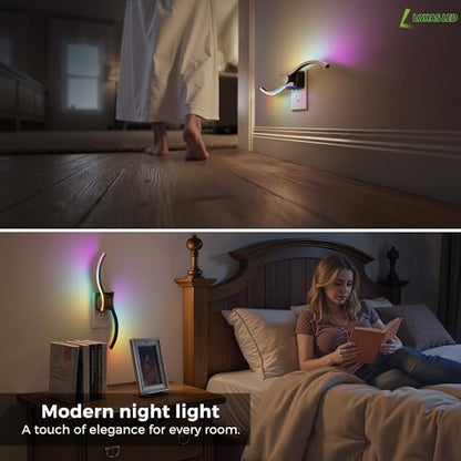 L LOHAS LED Night Light, 2 Pack Night Lights Plug into Wall - color: Wave-RGB, size: 2 Pack