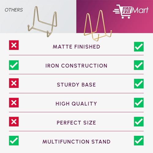 Plate Stands for Display, 2 Pack 4 Inch Gold Metal Easel - color: Gold, size: 2 Pack 4 Inches