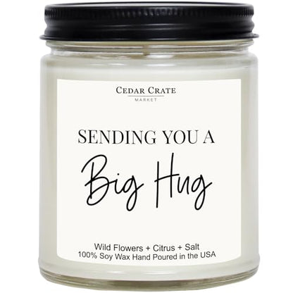 Sympathy Gift - Sending You a Big Hug Candle - Loss of Loved One | Scented Candle Made in USA - Grief, Condolence, Thinking of You, Get Well, Cheer Up Comfort Present - Mother, Pet, Memorial