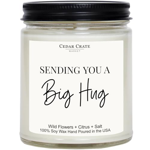 Sympathy Gift - Sending You a Big Hug Candle - Loss of Loved One | Scented Candle Made in USA - Grief, Condolence, Thinking of You, Get Well, Cheer Up Comfort Present - Mother, Pet, Memorial