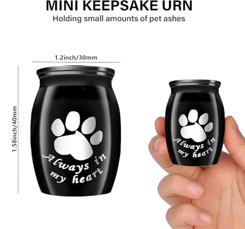 Small Keepsake Urns for Pet Ashes, 1.58 Inch Mini Cremation Urns for Ash with Paw Pattern,Stainless Steel Decorative Memorial Mini Funeral Urn for Ashes (Paw-1 Pack)