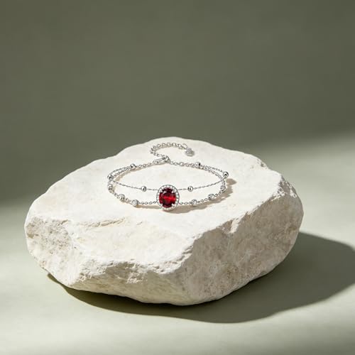 Cremation Urn Bracelets 925 Sterling Silver Double Layered Cremation Ash Bracelet for Ashes with 12 Months Birthstone Urn Jewelry for Women Loved One Animals,Chain Length 7"+2" Extend - color: 01-January