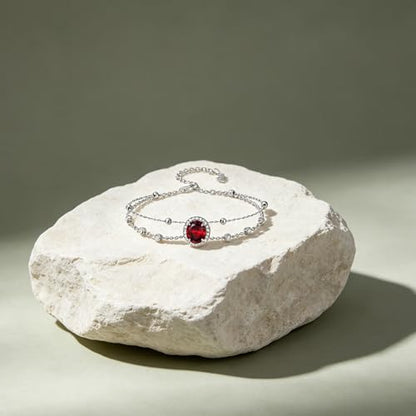 Cremation Urn Bracelets 925 Sterling Silver Double Layered Cremation Ash Bracelet for Ashes with 12 Months Birthstone Urn Jewelry for Women Loved One Animals,Chain Length 7"+2" Extend - color: 01-January