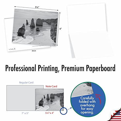 The Best Card Company - 10 Blank Note Cards with Envelopes (4 x 5.12 Inch) - Black & White Photos, Bulk Boxed Set - On the Rocks M3309-NB - style: On the Rocks
